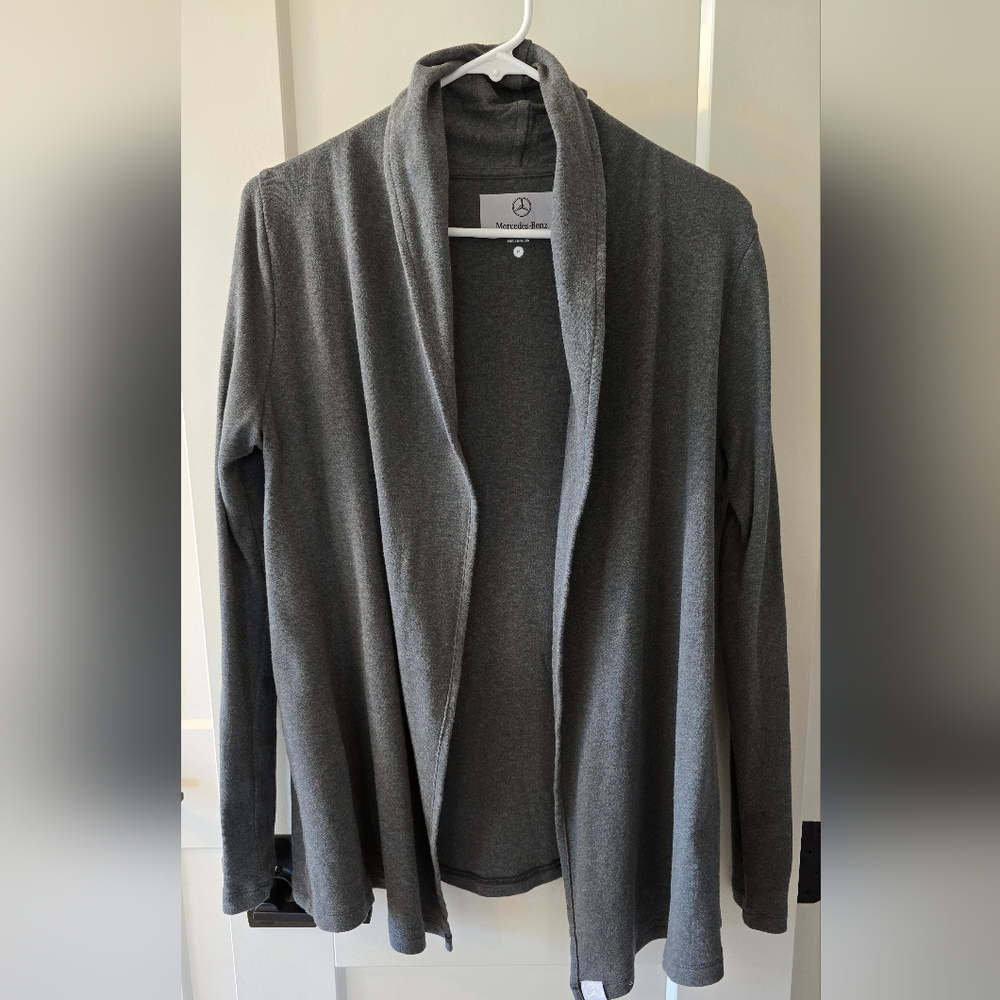 Mercedes Benz Women's Gray Open Front Cardigan Soft Roll Neck - Size M - Picture 1 of 4
